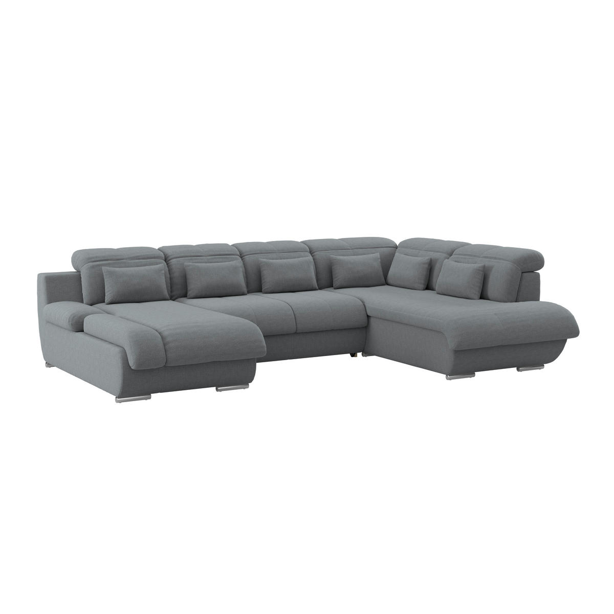 WOHNLANDSCHAFT MULTI Anthrazit Chenille  - Chromfarben/Anthrazit, MODERN, Textil/Metall (184/345/228cm) - Livetastic