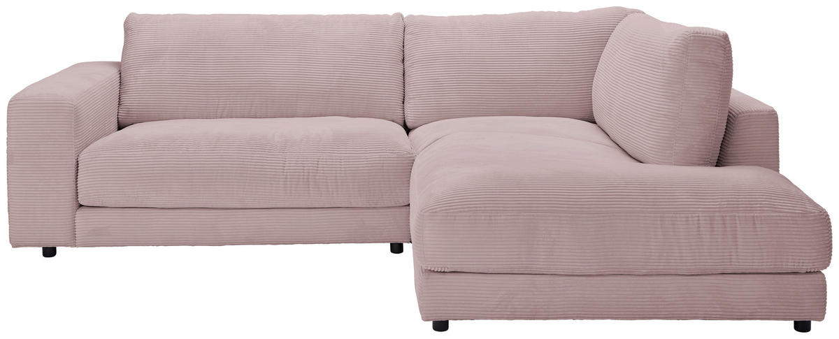 ECKSOFA Rosa Cord  - Schwarz/Rosa, Design, Kunststoff/Textil (265/224cm) - Hom`in