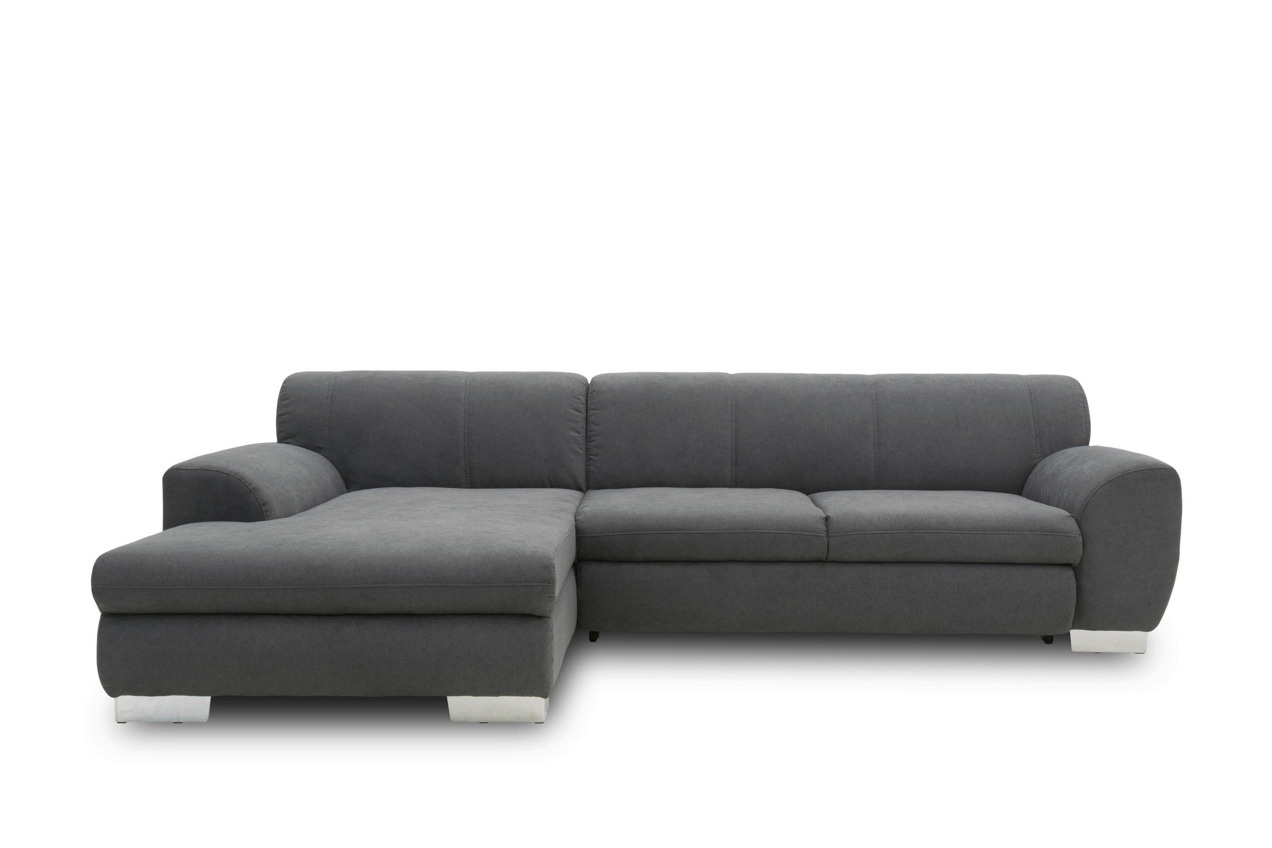 ECKSCHLAFSOFA NIKA Dunkelgrau Webstoff  - Dunkelgrau/Silberfarben, Basics, Holz/Textil (277/156cm) - MID.YOU