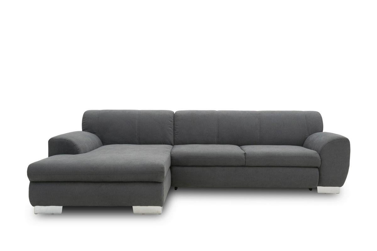 ECKSOFA NIKA Dunkelgrau Webstoff  - Dunkelgrau/Silberfarben, Basics, Holz/Textil (277/156cm) - MID.YOU