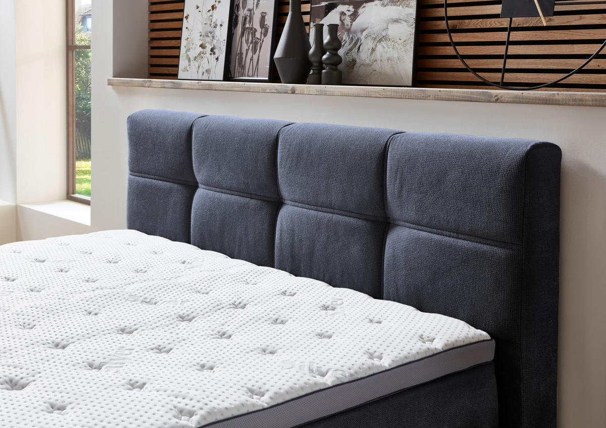 BOXSPRINGBETT 160/200 cm  Blau  - Blau/Schwarz, Konventionell, Kunststoff/Textil (160/200cm) - Carryhome