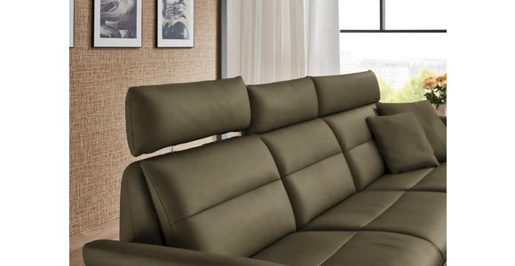 ECKSOFA in Echtleder Olivgrün  300/157 cm  - Schwarz/Olivgrün, Design, Leder/Metall (300/157cm) - Dieter Knoll
