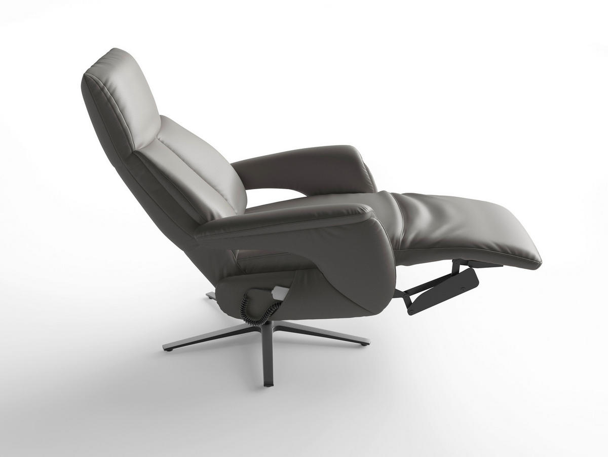 RELAXSESSEL Leder Mokka  - Schwarz/Mokka, Basics, Leder/Metall (75/110/85cm) - Sit & More