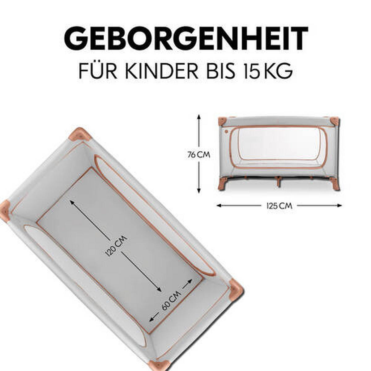 REISEBETT Dream N Play Plus Greige, Koralle  - Greige/Koralle, Basics, Kunststoff/Textil (65/76/125cm) - Hauck