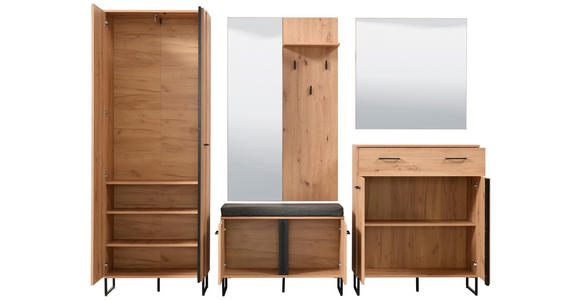 GARDEROBE 5-teilig  in 260/194,5/35 cm  - Schwarz/Eiche Artisan, Basics, Holzwerkstoff (260/194,5/35cm) - Carryhome