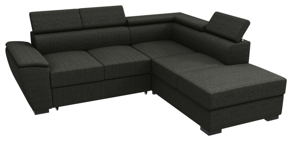 ECKSOFA Anthrazit Flachgewebe  - Anthrazit/Schwarz, KONVENTIONELL, Kunststoff/Textil (266/220cm) - Carryhome