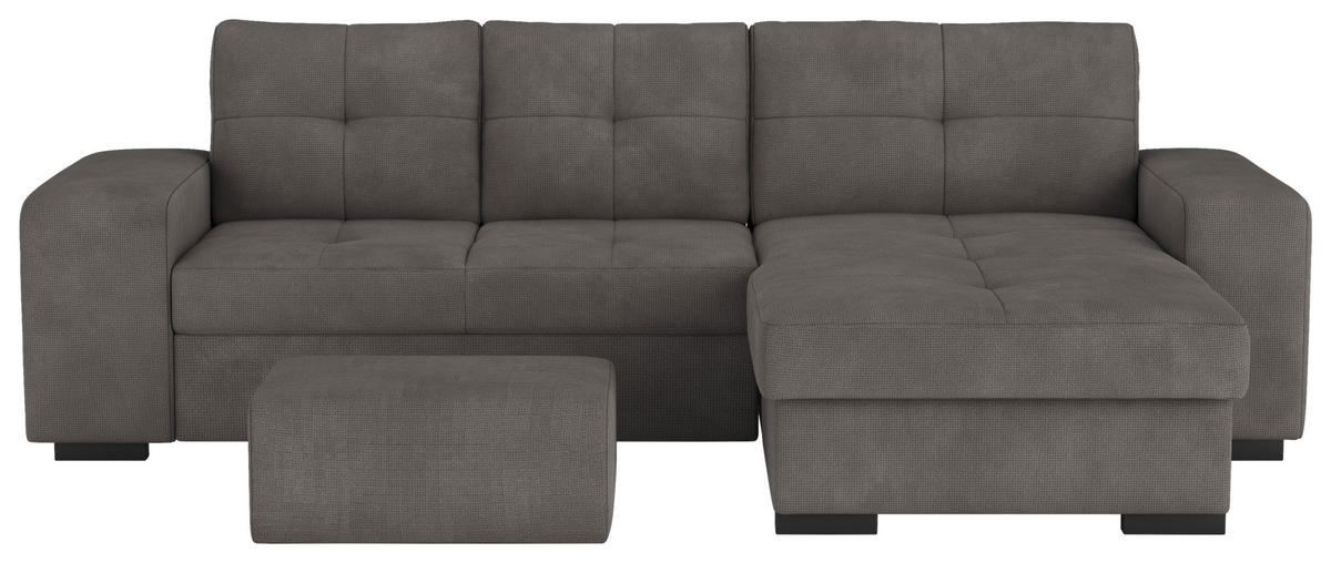 ECKSCHLAFSOFA in Mikrofaser Dunkelgrau  - Dunkelgrau/Schwarz, Modern, Kunststoff/Textil (268/156cm) - MID.YOU