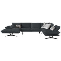 WOHNLANDSCHAFT in Echtleder Grau  - Schwarz/Grau, Natur, Leder/Metall (155/359/217cm) - Dieter Knoll