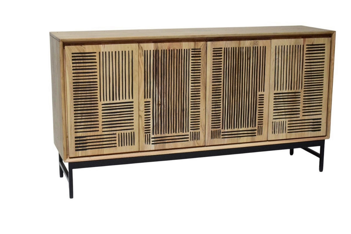 SIDEBOARD  in 160/85/40 cm  - Schwarz/Akaziefarben, KONVENTIONELL, Holz/Metall (160/85/40cm) - Livetastic