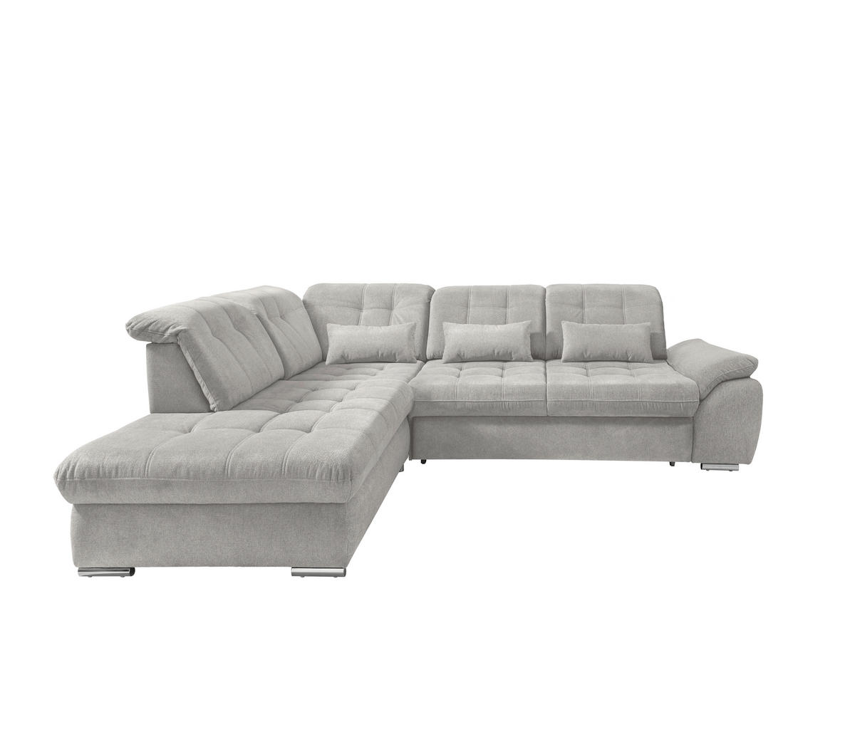 ECKSOFA Flachgewebe Grau  - Chromfarben/Grau, Modern, Textil/Metall (254/308cm) - Livetastic
