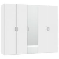 DREHTÜRENSCHRANK 253/195/59 cm 5-türig Weiß  - Chromfarben/Weiß, Design, Glas/Holzwerkstoff (253/195/59cm) - Boxxx