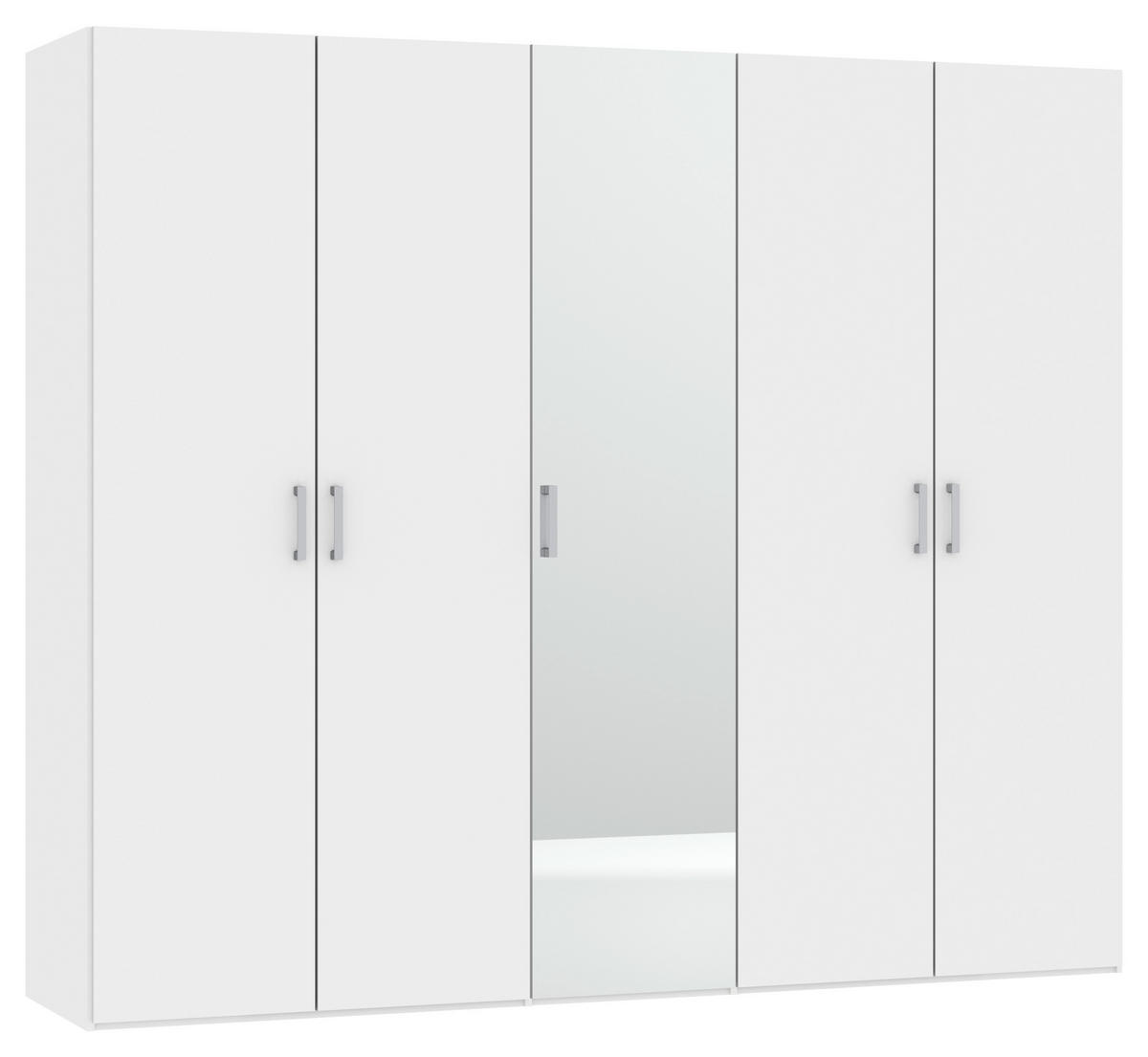 DREHTÜRENSCHRANK 253/195/59 cm 5-türig Weiß  - Chromfarben/Weiß, Design, Glas/Holzwerkstoff (253/195/59cm) - Boxxx