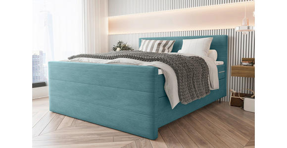 BOXSPRINGBETT 180/200 cm  in Türkis  - Türkis/Schwarz, KONVENTIONELL, Textil/Metall (180/200cm) - Carryhome