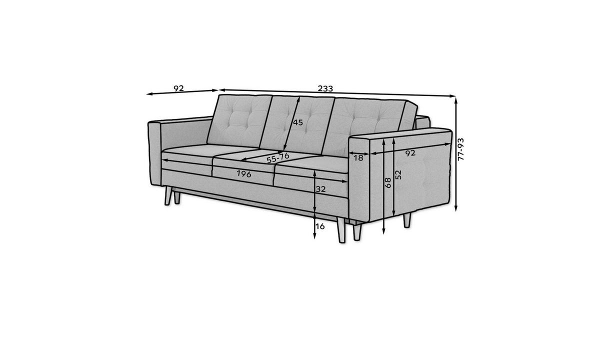 SCHLAFSOFA in Webstoff Grau  - Buchefarben/Grau, Design, Holz/Textil (230/93/92cm) - MID.YOU