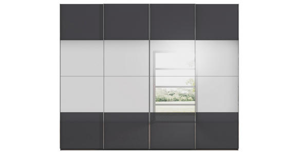 SCHWEBETÜRENSCHRANK  in Graphitfarben, Schwarz  - Chromfarben/Graphitfarben, Design, Glas/Holzwerkstoff (271/223/68cm) - Novel