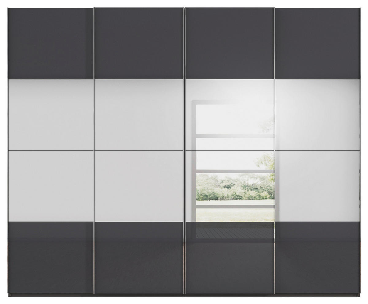 SCHWEBETÜRENSCHRANK 271/223/68 cm 4-türig Graphitfarben, Schwarz  - Chromfarben/Graphitfarben, Design, Glas/Holzwerkstoff (271/223/68cm) - Novel