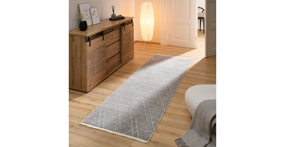 LÄUFER 80/250 cm Olivia Grau, Weiß  - Weiß/Grau, LIFESTYLE, Textil (80/250cm) - Novel