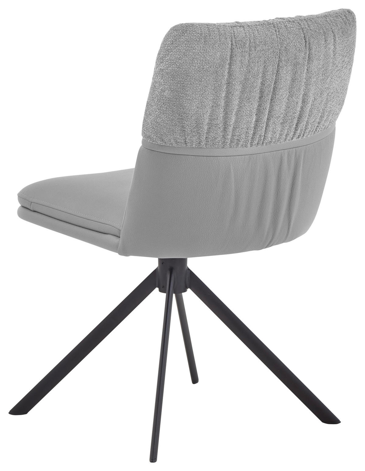 STUHL  Beinauswahl, Stoffauswahl, Sitzfläche 360° drehbar, automatische Rückholfunktion Chenille, Mikrofaser  - Hellgrau/Schwarz, Design, Textil/Metall (49/86/63cm) - Valdera