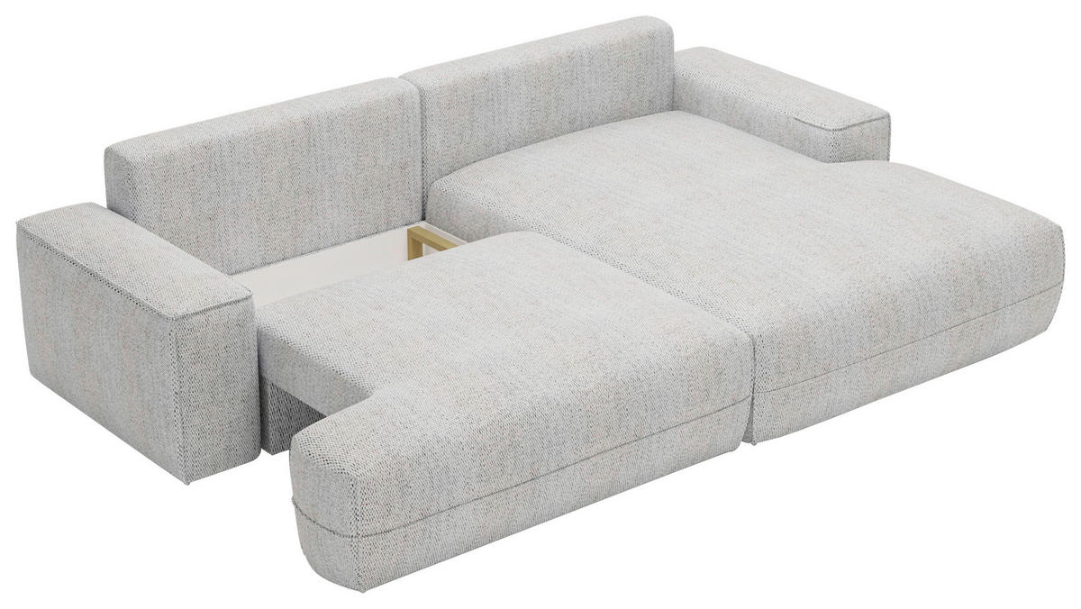ECKSOFA in Struktur Hellgrau  - Hellgrau/Schwarz, Design, Kunststoff/Textil (272/156cm) - Livetastic