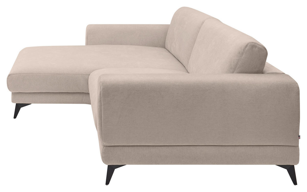 ECKSOFA Beige Chenille  - Beige/Schwarz, KONVENTIONELL, Textil/Metall (194/292cm) - SetOne by Musterring