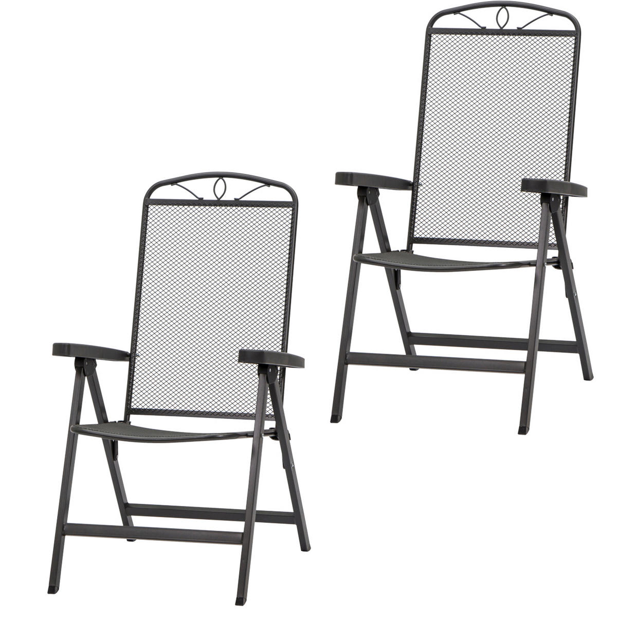 KLAPPSESSEL-SET in Metall Anthrazit  - Anthrazit, Basics, Metall (65/103/60cm) - Siena Garden