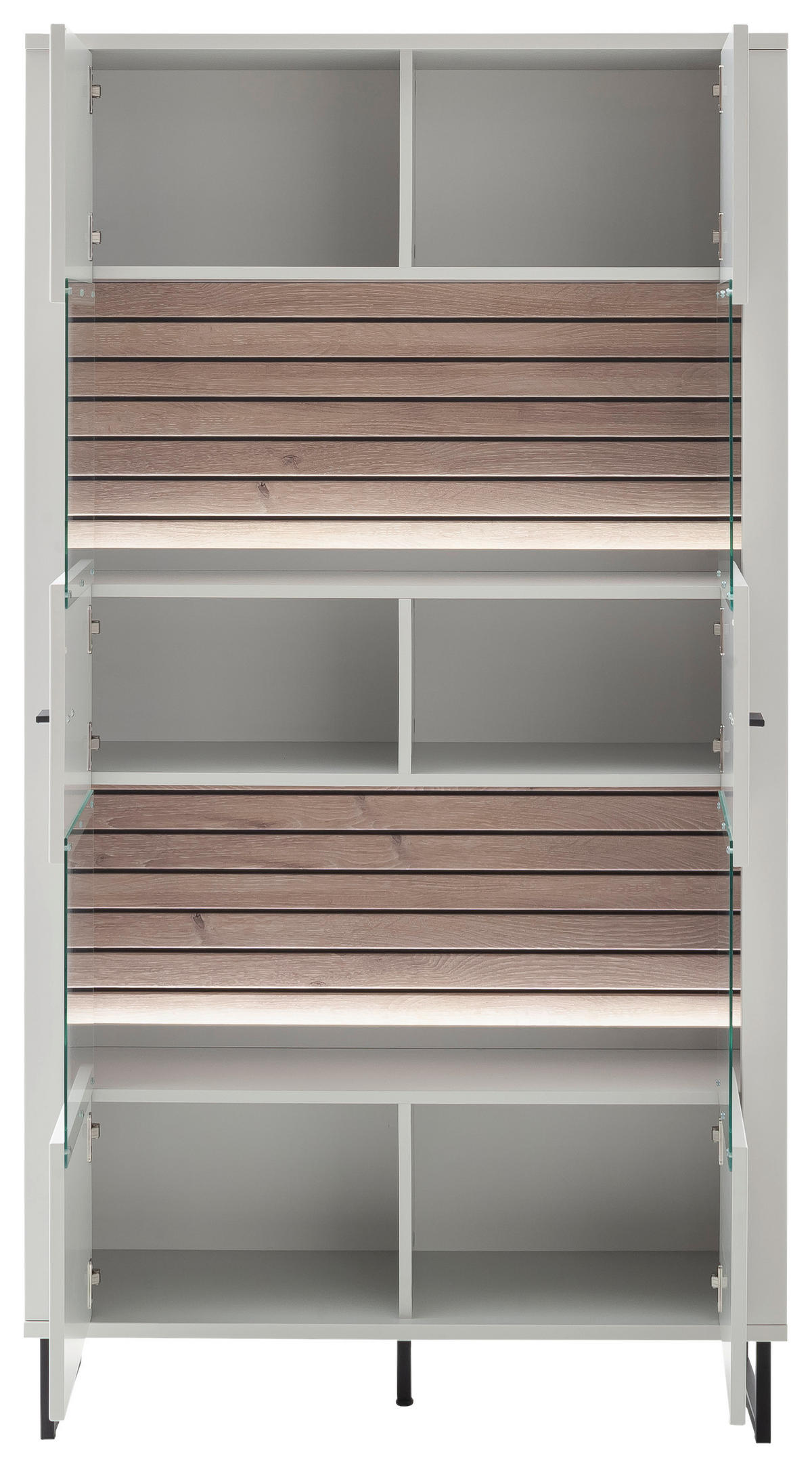 VITRINE Weiss, Eichefarben  100/185/37 cm  - Weiss/Eichefarben, Design, Glas/Holzwerkstoff (100/185/37cm) - Stylife