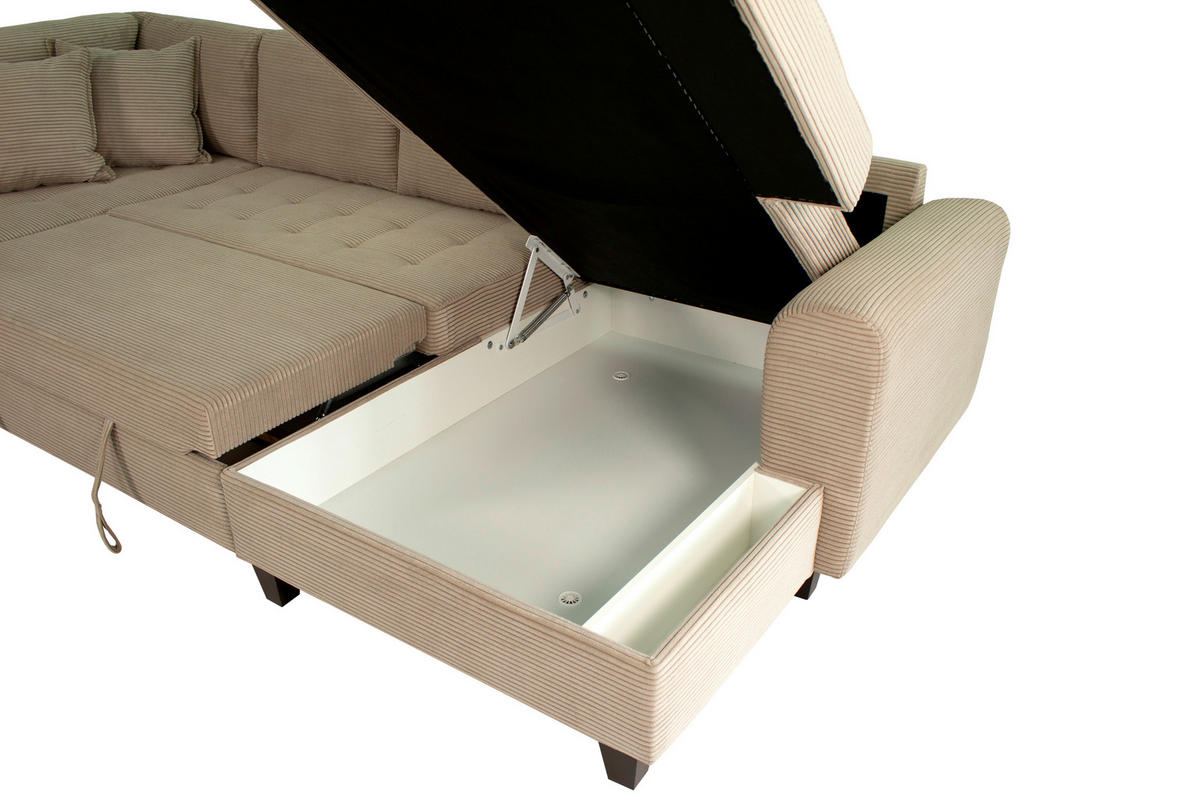 WOHNLANDSCHAFT MORITZ Graubraun Cord  - Graubraun, Trend, Textil (178/324/155cm) - P & B