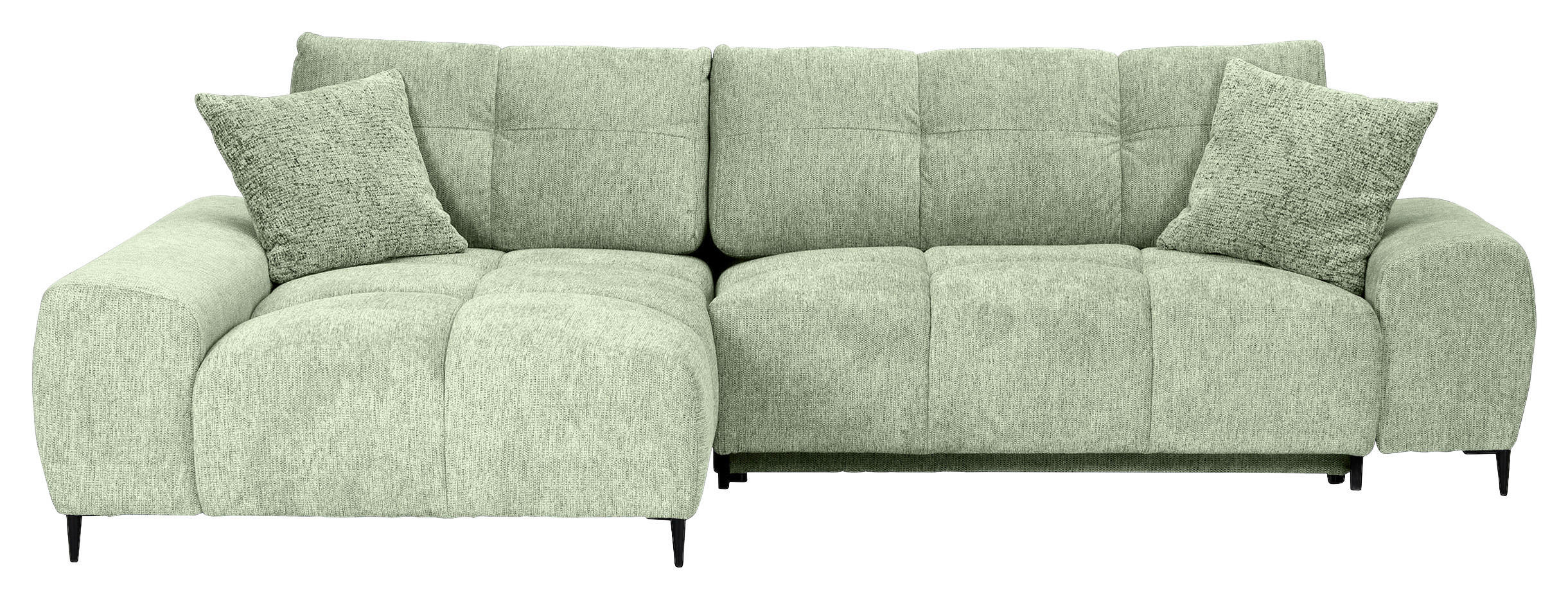 ECKSOFA Hellgrün Flachgewebe  - Schwarz/Hellgrün, KONVENTIONELL, Textil/Metall (180/295cm) - Carryhome