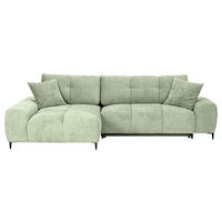 ECKSOFA Hellgrün Flachgewebe  - Schwarz/Hellgrün, KONVENTIONELL, Textil/Metall (180/295cm) - Carryhome