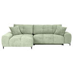 ECKSOFA in Flachgewebe Hellgrün  - Schwarz/Hellgrün, KONVENTIONELL, Textil/Metall (180/295cm) - Carryhome