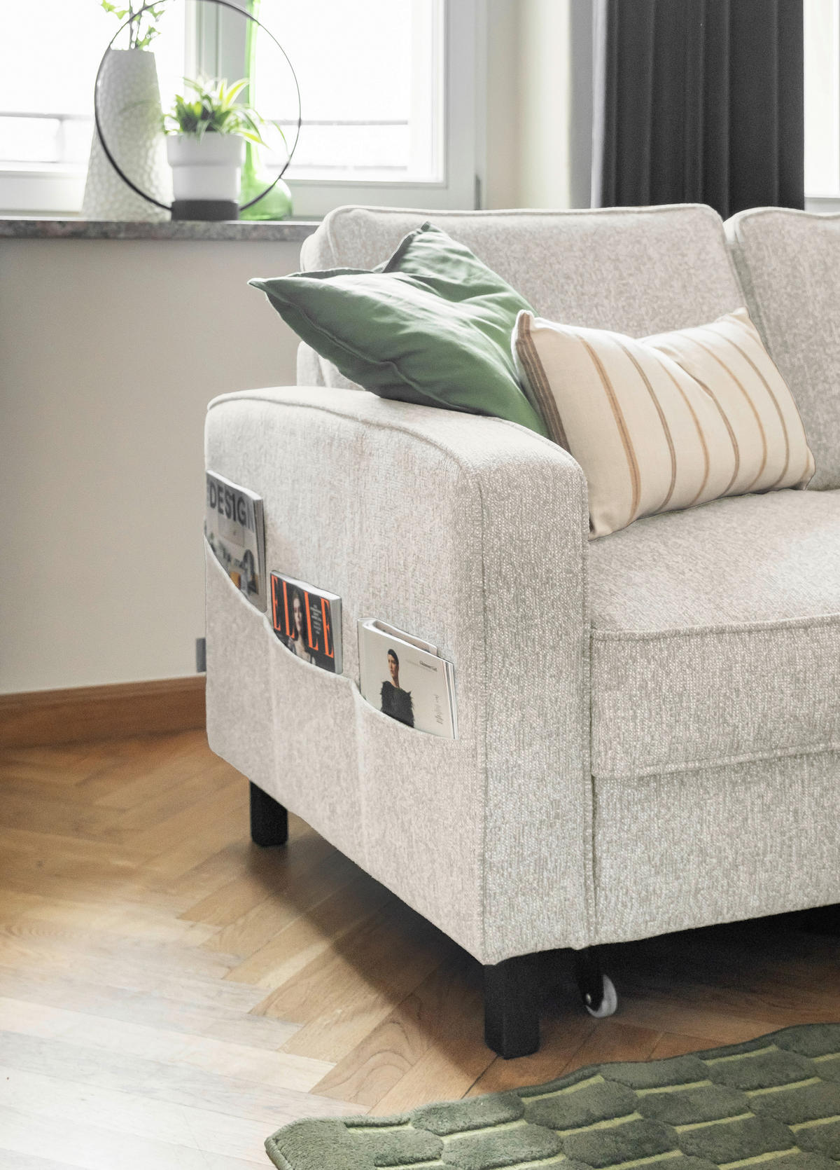 ECKSOFA in Struktur Beige  - Beige/Schwarz, Holz/Textil (228/148cm) - MID.YOU