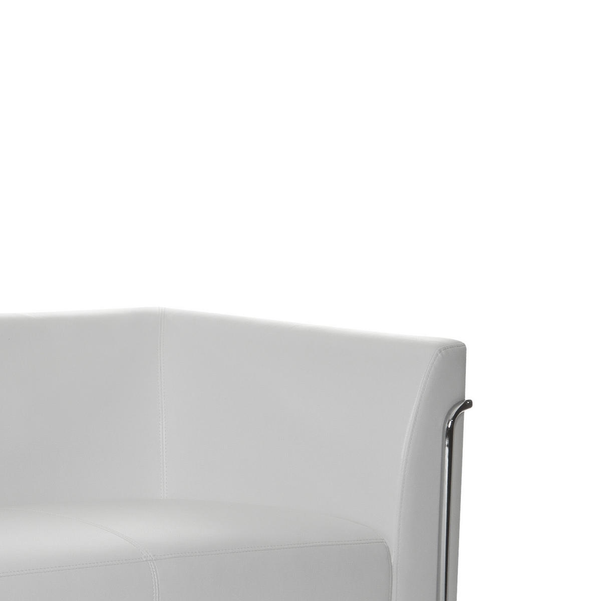 3-SITZER-SOFA in Lederlook Weiß  - Silberfarben/Weiß, MODERN, Textil/Metall (179/71/74cm) - MID.YOU