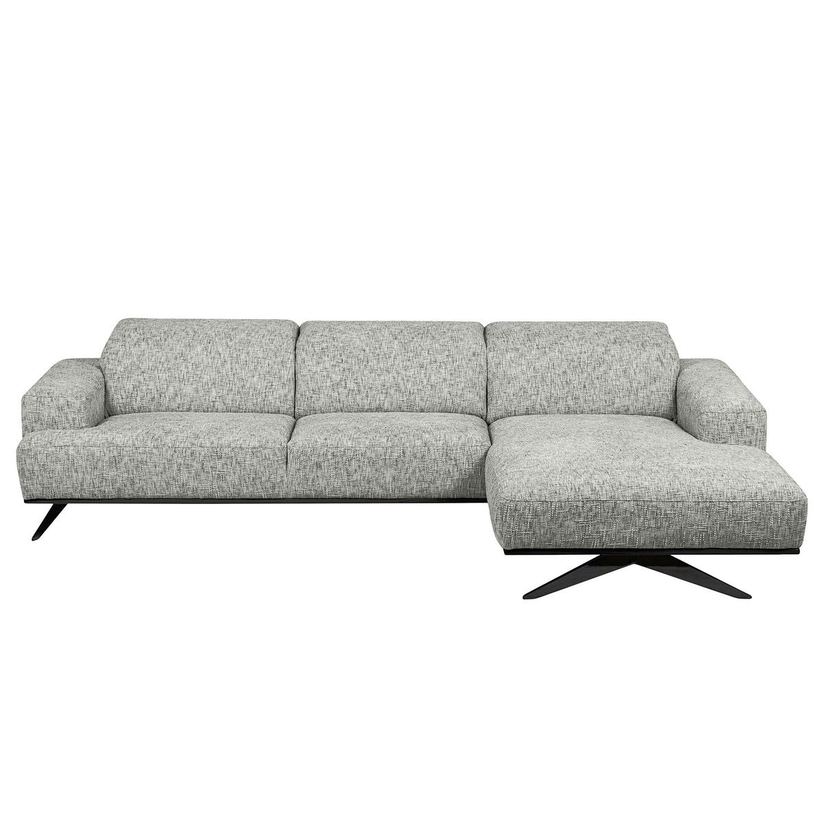 ECKSOFA PORTLAND in Struktur Grau Kopfteilverstellung  295/187 cm  - Schwarz/Grau, Design, Holz/Textil (295/187cm) - Livetastic
