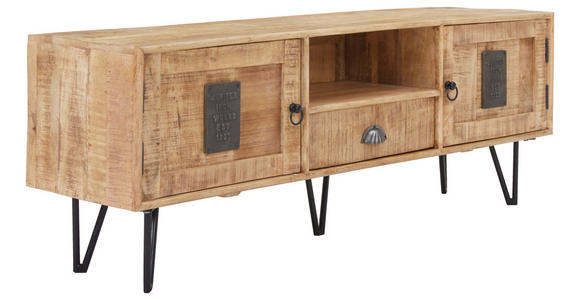 LOWBOARD in 145/53/40 cm - Hellbraun/Schwarz, LIFESTYLE, Holz/Metall (145/53/40cm) - Landscape