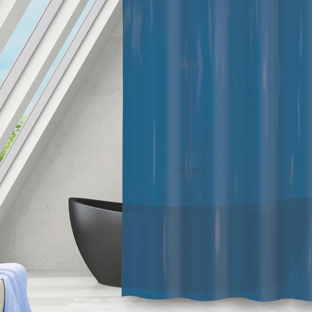 DUSCHVORHANG ROMANA 180/180 cm  - Dunkelblau, Basics, Kunststoff (180/180cm) - MSV