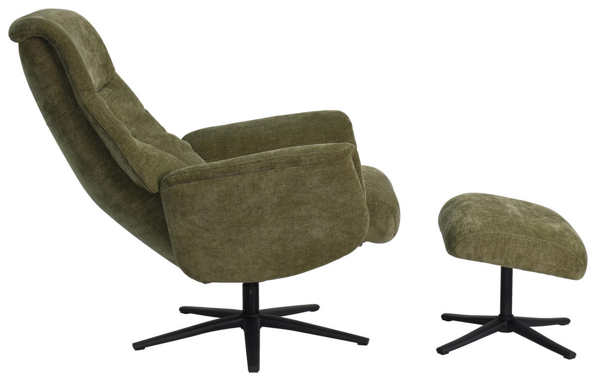 RELAXSESSELSET RELAVO Webstoff Hocker    - Schwarz/Grün, Design, Textil/Metall (72/109/86/111/81cm) - Livetastic