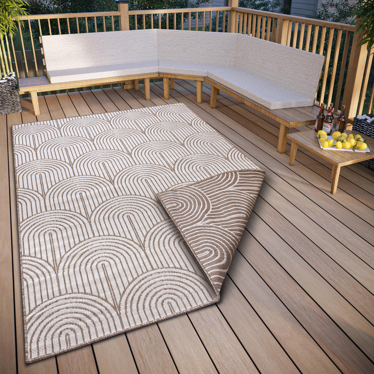 OUTDOORTEPPICH 80/150 cm Pangli Weiß, Cappuccino  - Weiß/Cappuccino, Design, Kunststoff (80/150cm)