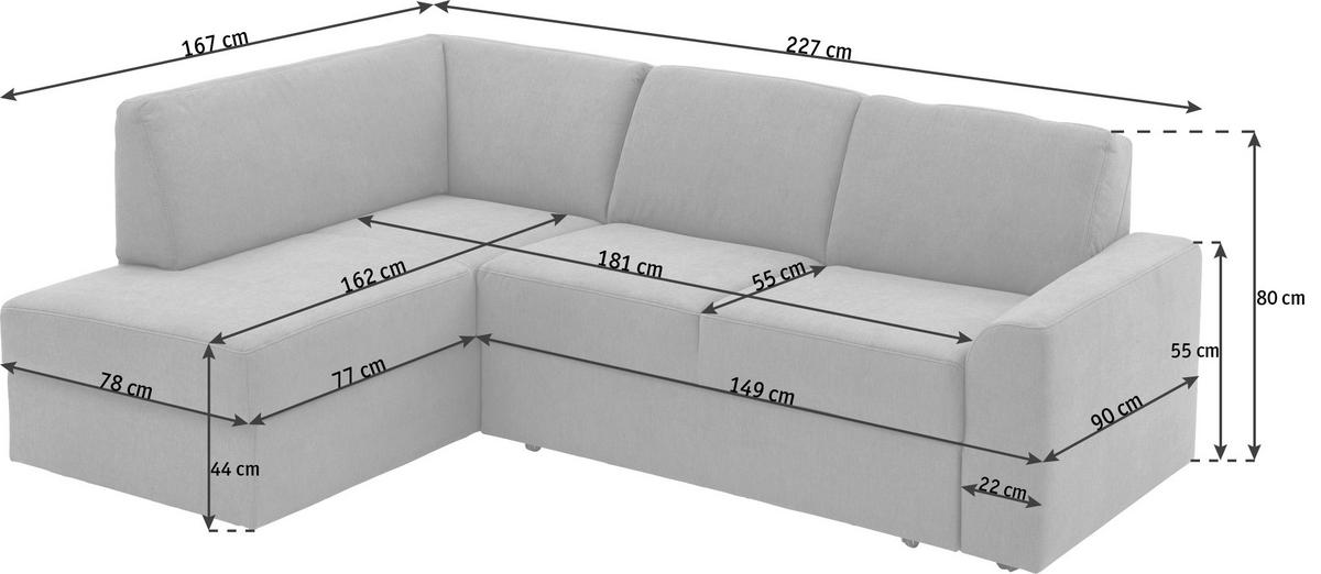 ECKSOFA in Flachgewebe Rostfarben  - Rostfarben/Schwarz, Konventionell, Kunststoff/Textil (165/224cm) - Xora
