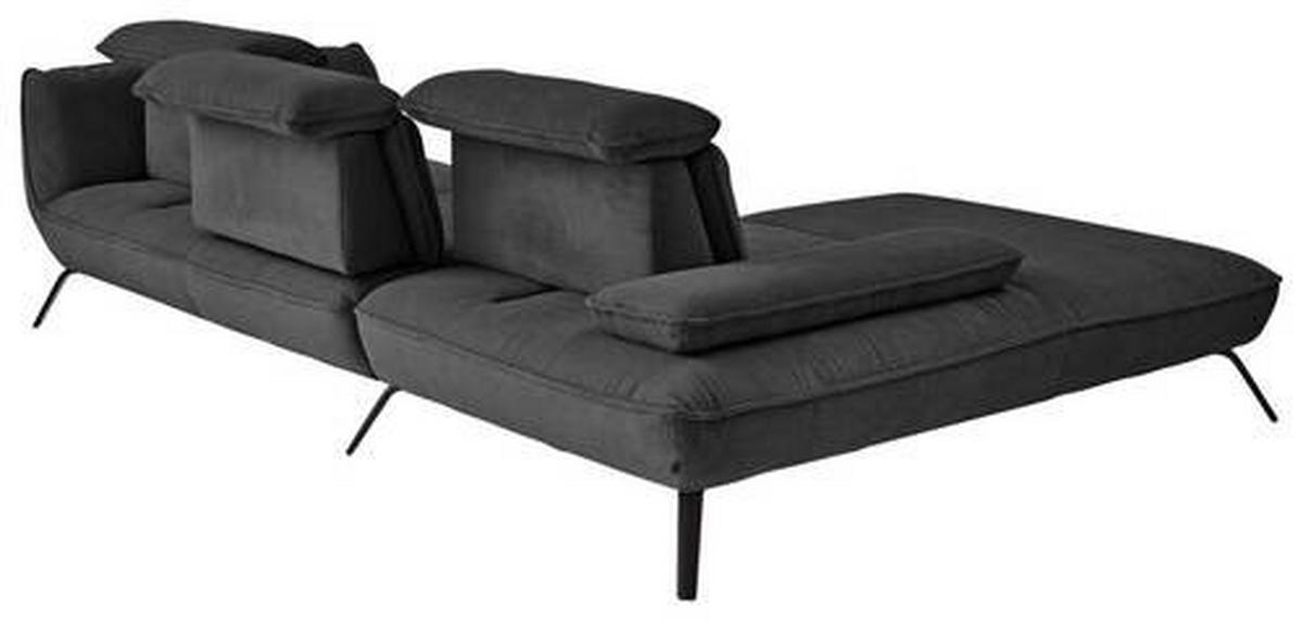 ECKSOFA in Cord Anthrazit  - Anthrazit/Schwarz, Design, Textil/Metall (301/202cm) - Moderano