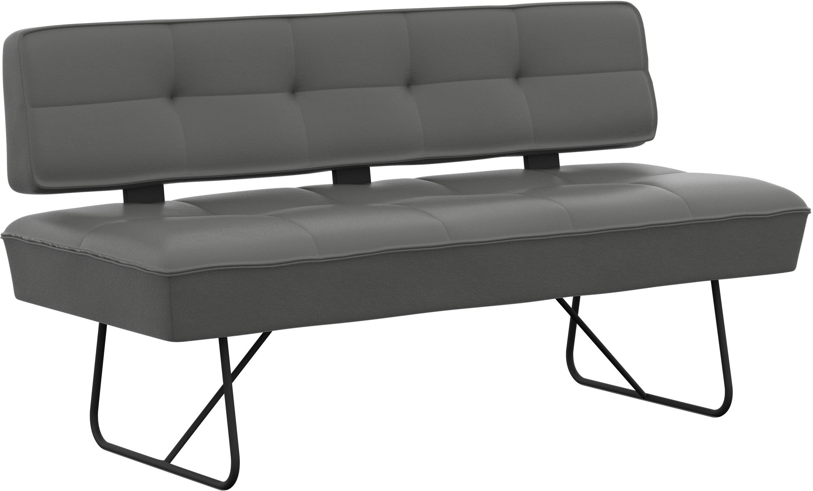 SITZBANK 165/88/66 cm Echtleder Dunkelgrau  - Dunkelgrau/Schwarz, Design, Leder/Metall (165/88/66cm) - Moderano