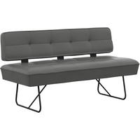 SITZBANK 165/88/66 cm Echtleder Dunkelgrau  - Dunkelgrau/Schwarz, Design, Leder/Metall (165/88/66cm) - Moderano