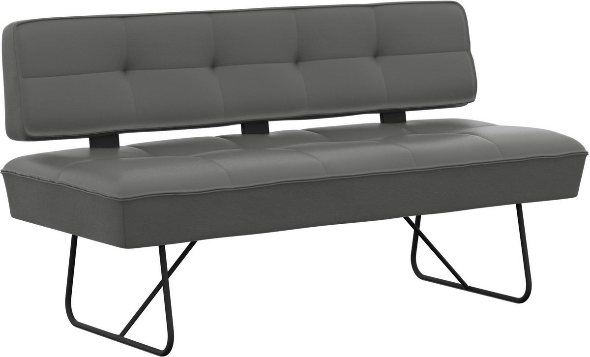 SITZBANK 165/88/66 cm Echtleder Dunkelgrau  - Dunkelgrau/Schwarz, Design, Leder/Metall (165/88/66cm) - Moderano