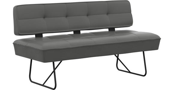 SITZBANK in Metall, Leder Dunkelgrau  - Dunkelgrau/Schwarz, Design, Leder/Metall (185/88/66cm) - Moderano