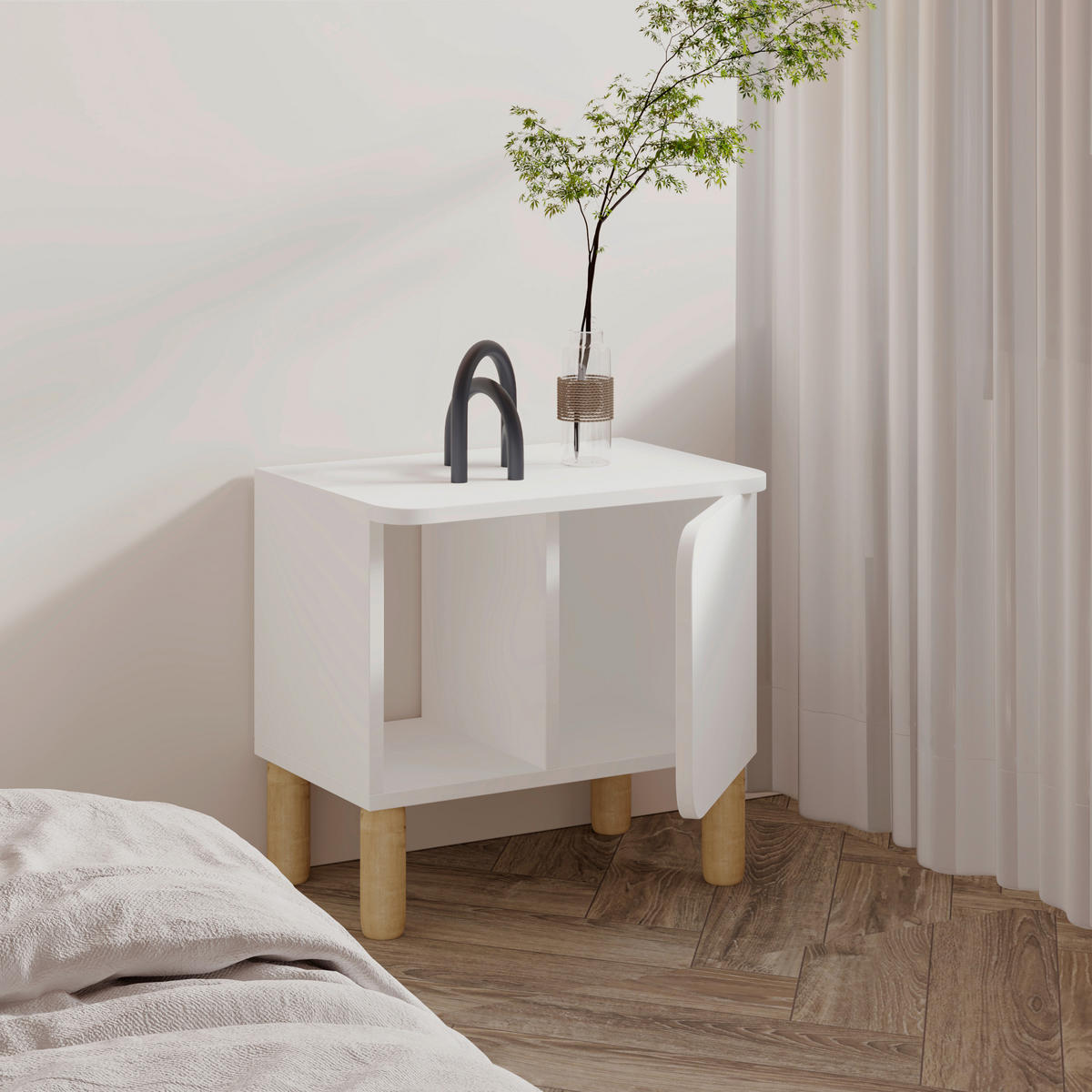 NACHTTISCH  - Weiß, Design, Holzwerkstoff (50/30/49cm) - Livetastic