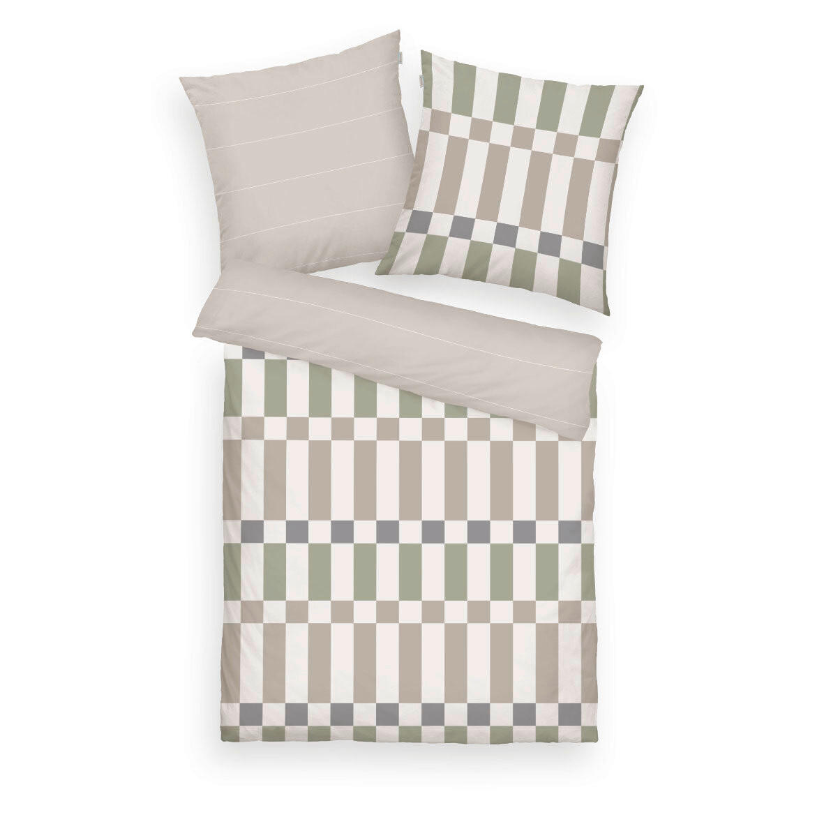WENDEBETTWÄSCHE 2-teilig BOLD CHECK Flanell 155/220 cm  - Hellbraun/Perlmutt, Design, Textil (155/220cm) - Tom Tailor