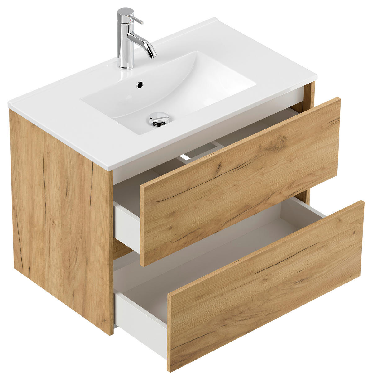 BADEZIMMER 2-teilig  in 80 cm  - Eichefarben/Weiß, Basics, Keramik/Holzwerkstoff (80cm) - MID.YOU