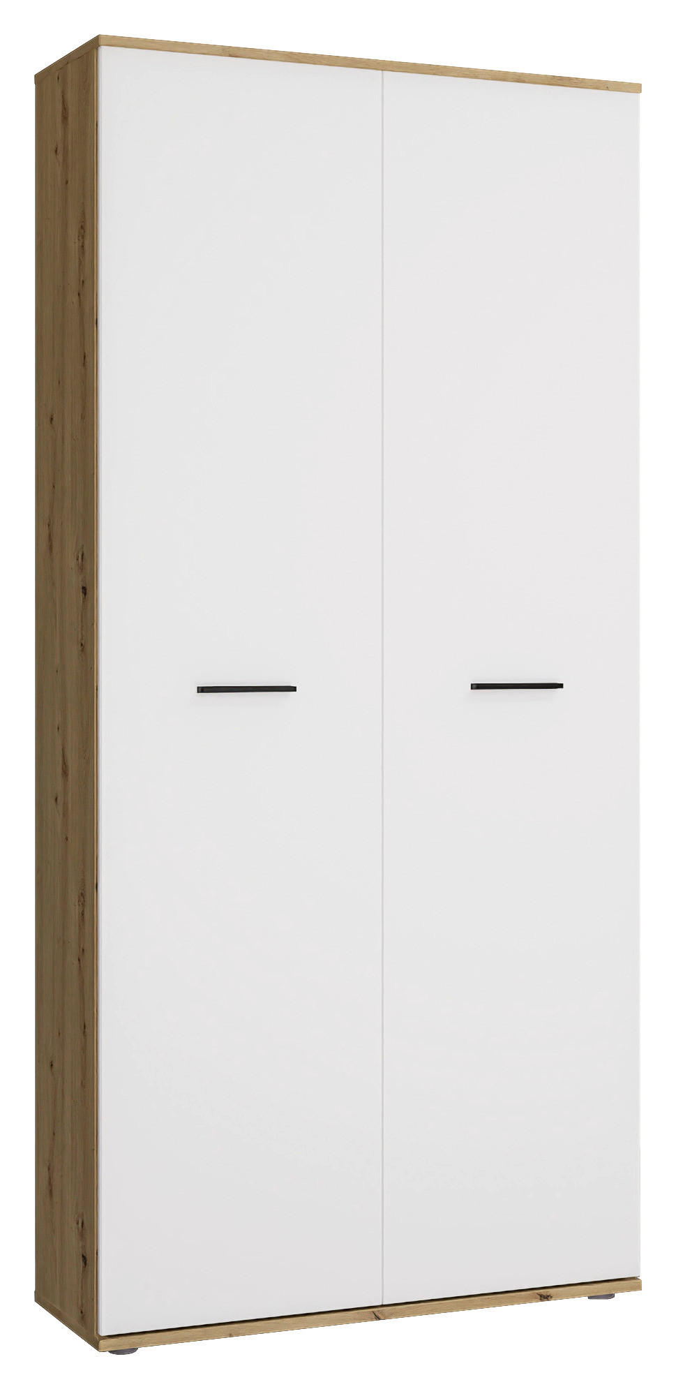 SCHUHSCHRANK Weiß, Eiche Artisan  - Silberfarben/Schwarz, Basics, Holzwerkstoff/Kunststoff (90/195/35cm) - Xora