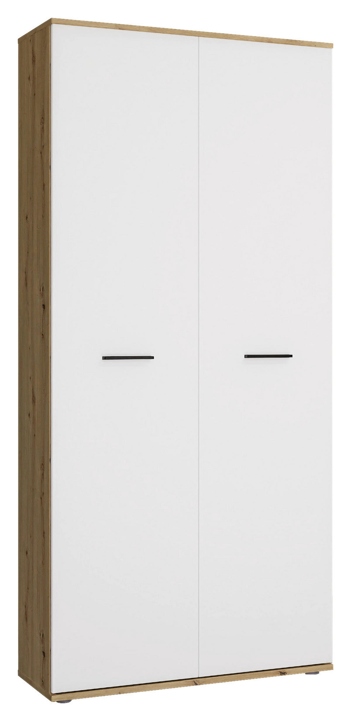 SCHUHSCHRANK Weiß, Eiche Artisan  - Silberfarben/Schwarz, Basics, Holzwerkstoff/Kunststoff (90/195/35cm) - Xora