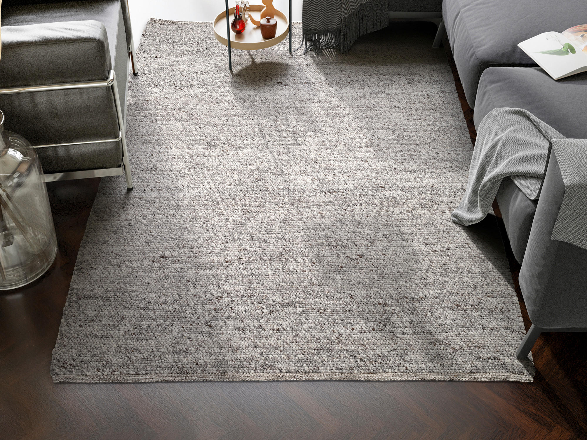 HANDWEBTEPPICH 70/140 cm Helsinki Graubraun  - Graubraun, Basics, Textil (70/140cm) - Linea Natura