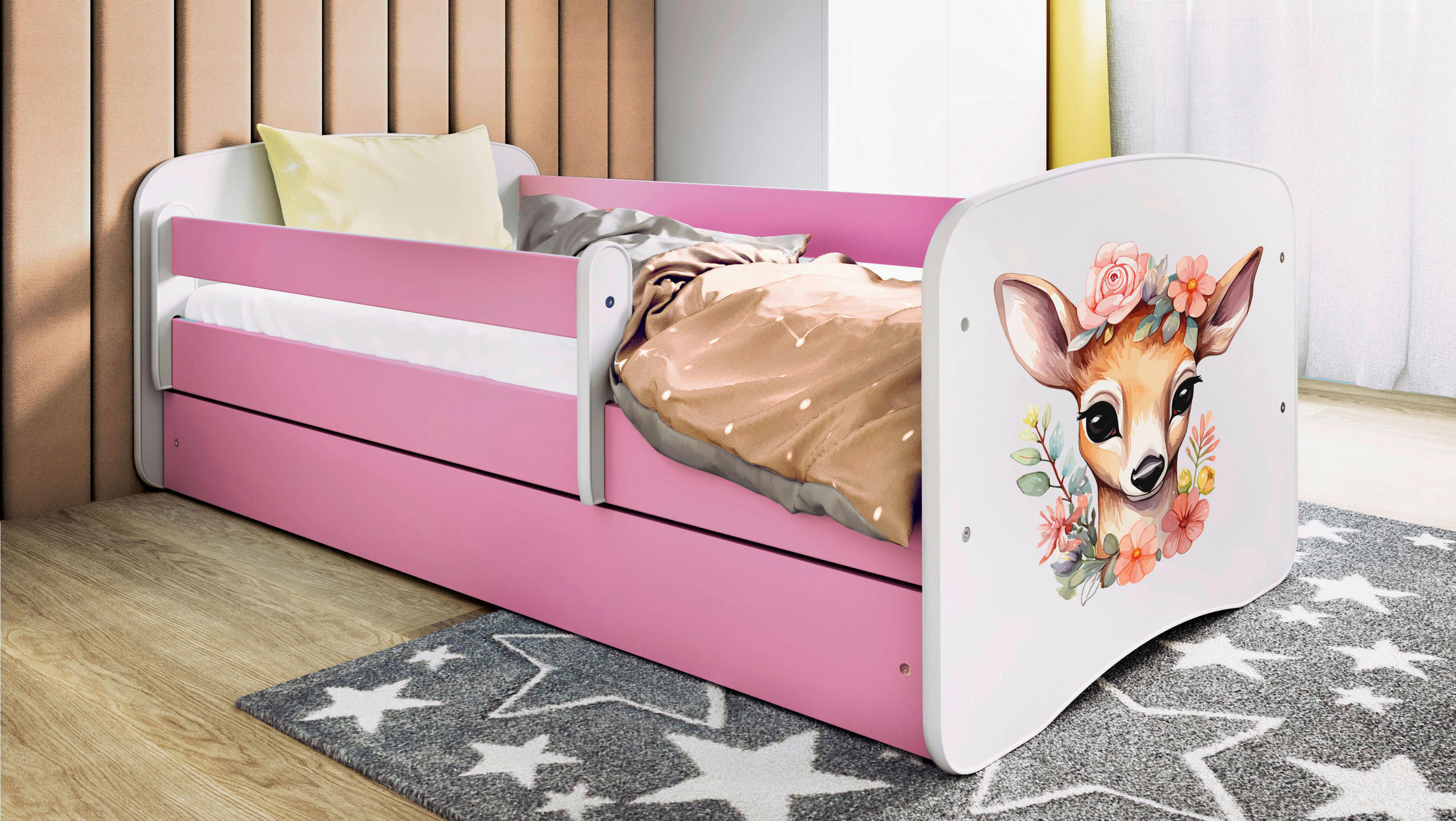 KINDER-/JUNIORBETT - Pink/Birkefarben, MODERN, Holz/Holzwerkstoff (80/160cm) - MID.YOU